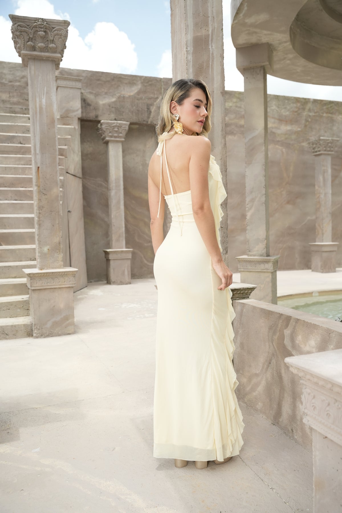 Vestido Solea Amarillo con Volantes