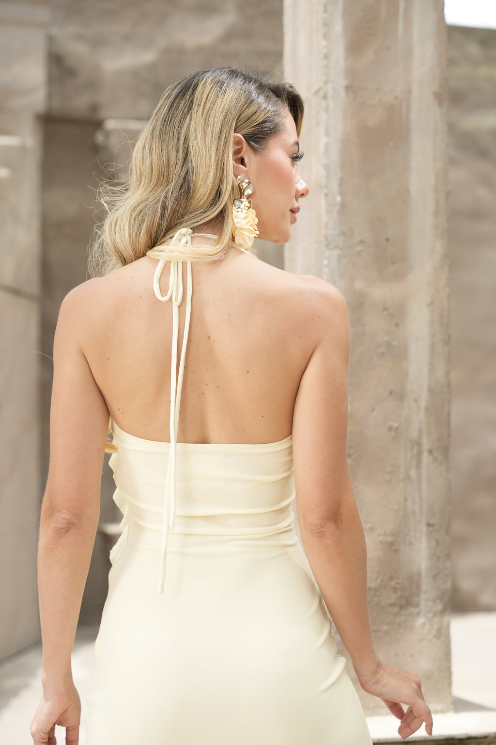 Vestido Solea Amarillo con Volantes