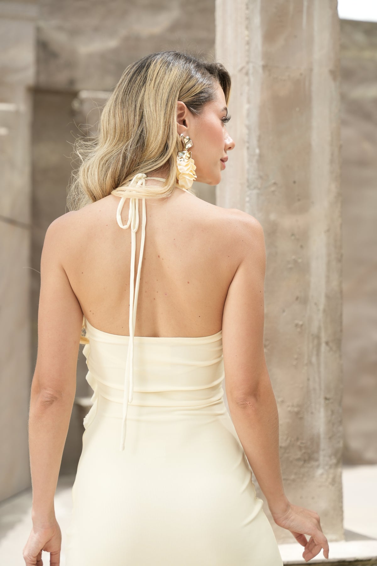 Vestido Solea Amarillo con Volantes