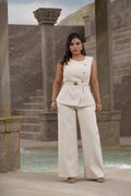 Set de Chaleco Asimétrico con Cinturón y Pantalón Palazzo