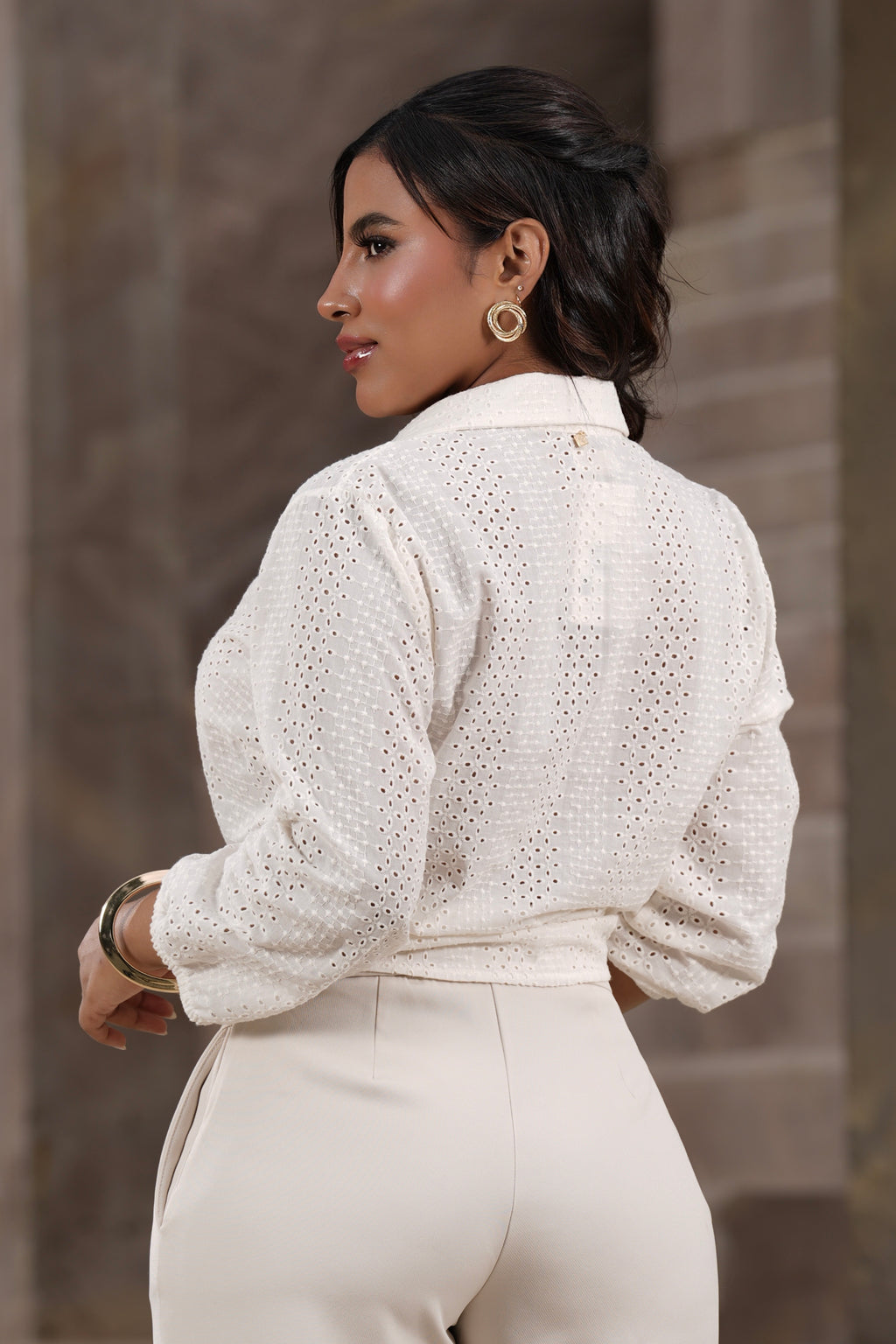Blusa Marfil Bordada