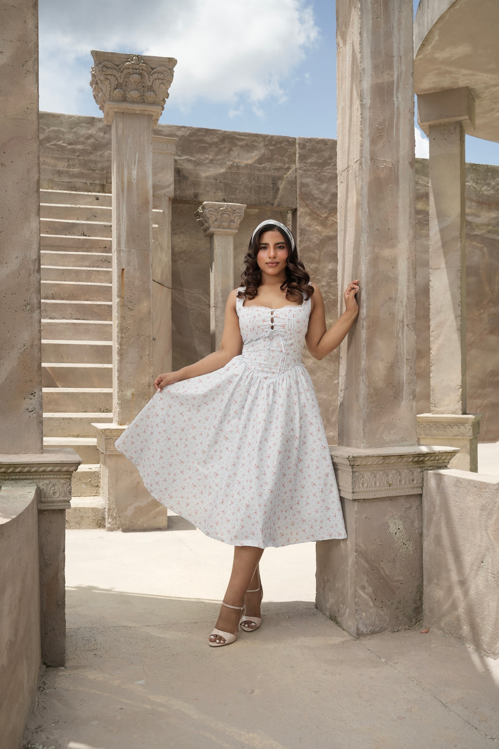 Vestido Florencia Midi Floral con Corset